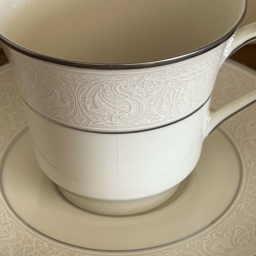 Bavaria Towne Bridal Lace Set of Two Teacups and Saucers